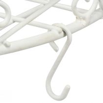 Artikel Hangende decoratie metalen dienblad met haken in wit Ø29,5cm H55cm