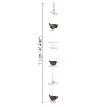 Artikel Hangdecoratie zomer houten vogel decoratie bruin natuurlijk wit 118cm