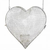 Hangdecoratie draadhart, theelichthouder om op te hangen 29×27,5cm
