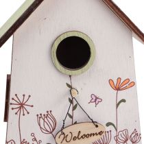 Artikel Hangdecoratie lentedecoratie vogelhuisje decoratie nestkast groen wit 19cm