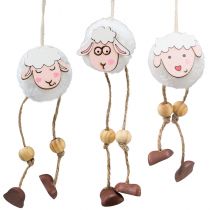 Hangdecoratie lente paasdecoratie schaap hanger 10cm 12st