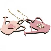 Artikel Hangende decoratie houten gieter deco roze deco hanger 14x12cm 6st