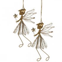 Hangdecoratie metaal elf fee lente decoratie 17,5×2×12,5cm 4st