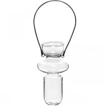 Mini glazen vazen hangende vaas metalen beugel glas decoratie H10.5cm 4st