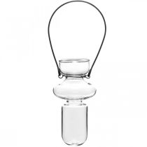 Artikel Mini glazen vazen hangende vaas metalen beugel glas decoratie H10.5cm 4st