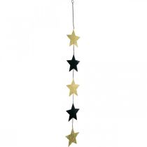 Kerstdecoratie ster hanger goud zwart 5 sterren 78cm