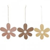 Decoratieve bloem houten hanger houten bloem paars/roze/geel Ø12cm 12 stuks
