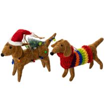 Artikel Decoratief kerstboomornament in de vorm van een teckel, 16 cm, 2 stuks