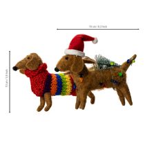 Artikel Decoratief kerstboomornament in de vorm van een teckel, 16 cm, 2 stuks