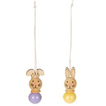 Artikel Houten paashaasjes als decoratiehangers voor de lente en de paasboom, 4 cm, 12 stuks