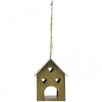 Artikel Kersthanger metaal huis vintage goud H9.5cm 3st