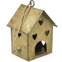 Artikel Kersthanger metaal huis vintage goud H9.5cm 3st