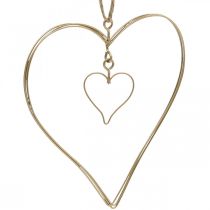 Decoratief hart om op te hangen, hangdecoratie metalen hart goud 6 stuks