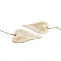 Artikel Houten hart, decoratief hart om op te hangen, hartdecoratie H16cm 2 st