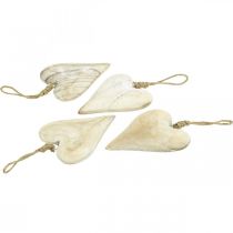 Artikel Houten hart, decoratief hart om op te hangen, hartdecoratie H10cm 4 st