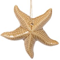 Artikel Keramische zeesterdecoratie om op te hangen, voor een maritieme sfeer, zomerdecoratie voor in huis, 12 cm, 2 stuks