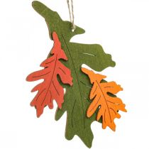 Herfst deco hanger hout bladeren eikenblad 17cm 6st