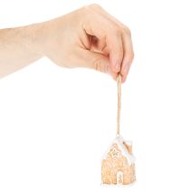 Artikel Keramische peperkoekhuisjes als hangdecoratie voor de winter en kerst, 6 cm, 3 stuks