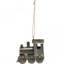Artikel Kerstboomversiering: locomotief, metaal, 7,5 cm hoog