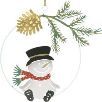 Kersthanger sneeuwpop decoratie ring metaal Ø14cm 3st