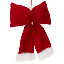 Artikel Decoratieve flanellen strik met pluche rand om op te hangen, 25 cm
