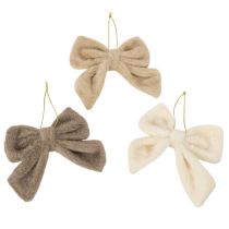 Artikel Decoratieve pluche strik met ophanglus, 16 cm, 3 stuks