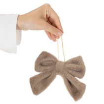 Artikel Decoratieve pluche strik met ophanglus, 16 cm, 3 stuks