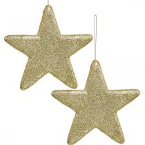 Artikel Kerstdecoratie ster hanger gouden glitter 18,5cm 4st