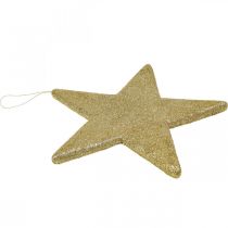 Artikel Kerstdecoratie ster hanger gouden glitter 30cm 2st