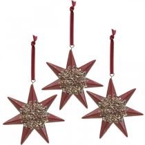 Artikel Kersthanger decoratie ster om op te hangen Bordeaux 4 st