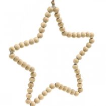 Artikel Decoratieve kerst houten kralen hart sterboom H16cm 3 st