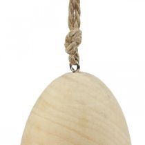Artikel Houten eieren Decoratieve eieren Hangende natuurlijke paaseieren Paasdecoratie H8cm 6 stuks