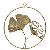 Ginkgo deco gouden hanger vintage metalen decoratie Ø16cm 3st