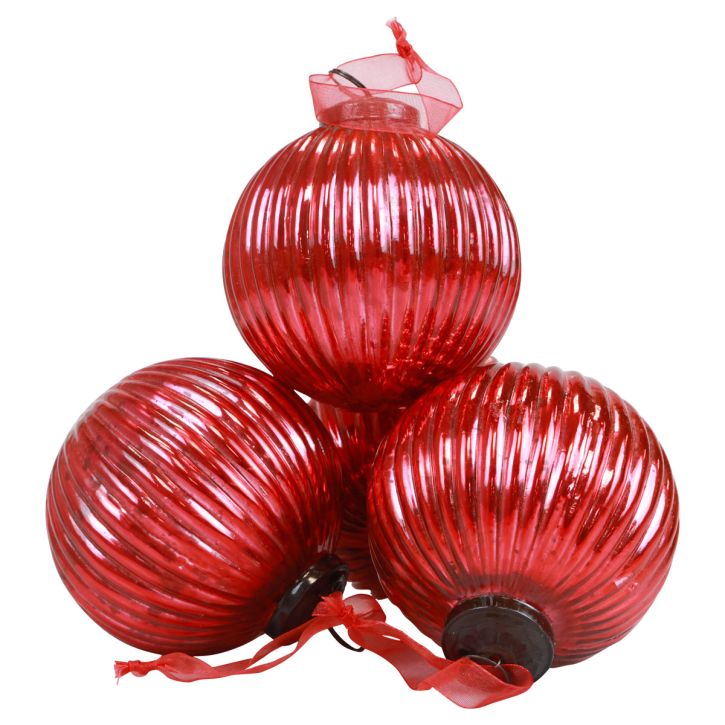 Kerstballen glazen kerstboomballen rood Ø10cm 4st