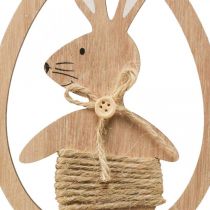 Decoratieve hanger houten paasdecoratie konijn in het ei 9×1,5×23cm 6 stuks