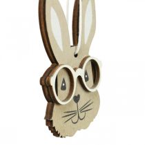 Houten hanger konijn met bril wortel bruin beige 4×7,5cm 9st