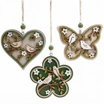 Hangdecoratie houten deco hanger vogels raamdecoratie 10cm 6st