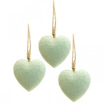 Artikel Houten hart decoratieve hanger hart van hout decoratie groen 12cm 3 st