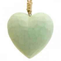 Houten hart deco hanger hart van hout deco groen 12cm 3st