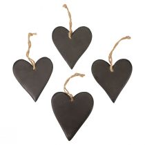 Artikel Hangdecoratie leisteen hart decoratieve harten zwart 10,5 cm 4st