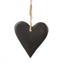 Artikel Hangdecoratie leisteen hart decoratieve harten zwart 7cm 6st