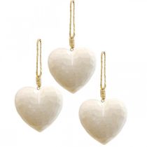 Artikel Houten hart decoratieve hanger decoratief hart om op te hangen wit 12cm 3st