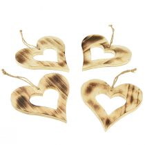 Artikel Houten harten decoratieve hanger hart in hart gevlamd 15×15cm 4st