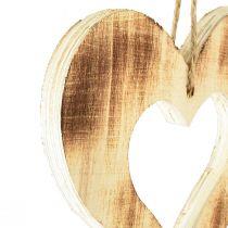 Artikel Houten harten decoratieve hanger hart in hart gevlamd 15x15cm 4st