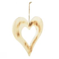 Artikel Decoratief hart houten sierhart in hartverbrand naturel 25x25cm