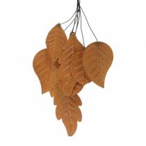 Decoratiehanger herfstbladeren patina metaal H25cm 2st