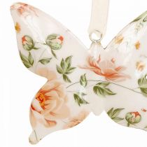 Decoratieve vlinders metaal hangende decoratie bloemen B12×H10cm 3st
