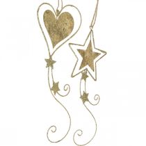 Artikel Kerstdecoratie hanger Kerst gouden hart ster 4st