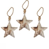 Artikel Hangdecoratie decoratie ster Kerst metaal zilver 11cm 3 st