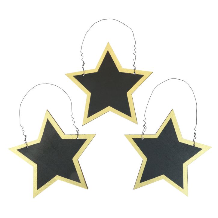 Artikel Houten sterren zwart goud decoratieve hangers Kerst Ø15cm 8 st